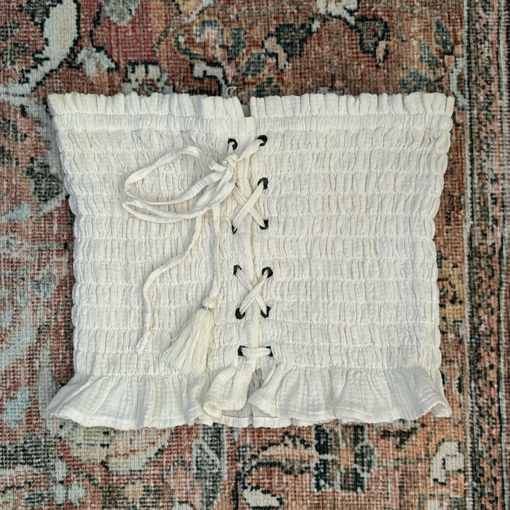 Linen strapless top